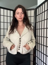 Y2K Wilsons White Leather Jacket (XL) vintage...