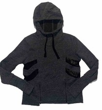 ALO Yoga Drift Mesh Hoodie Womens Heather Gray Pullover Sweatshirt Gym Sz M