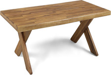 Estelle Indoor Farmhouse Acacia Wood Coffee Table, Sandblast Teak Finish