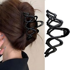Wave Metal Hair Claw Clips 1Pcs Hair Claw Clips For Thin Thick Hair Black Wave