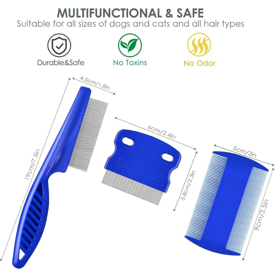 Paquete de 6 peines de aseo para perros y gatos - removedor de piojos, herramienta de doble cara Foto 3 de 4