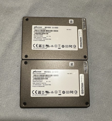 2 x Micron Crucial 2.5 SSD SATA 240 GB Model M510DC