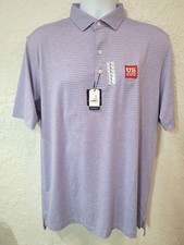 New Johnnie-O Polo Shirt Mens L Colorful Stripe UPF 50 Stretch Performance Logo