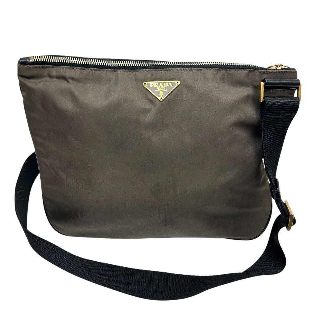 PRADA Nylon Shoulder Bag Triangle Logo Gold Hardware Brown Vintage Crossbody thumbnail 12