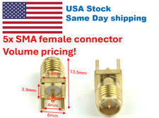 5 Pcs RP-SMA Female Jack Straight PCB Mount RF Connectors