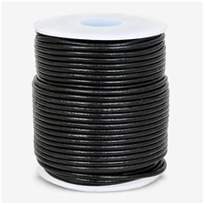 Genuine 2mm Black Leather Cord - 65.62ft