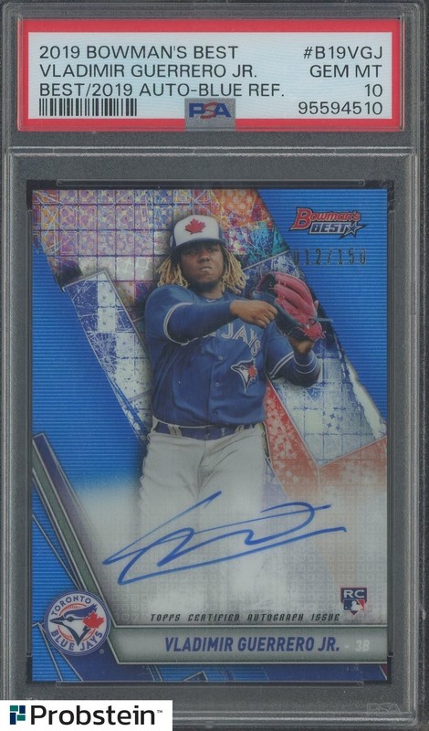Vladimir Guerrero Jr. 2019 Bowman's Best 2019 Auto-Blue Refractor RC /150 PSA 10