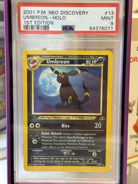 2001 POKEMON NEO DISCOVERY 1ST EDITION #13 UMBREON-HOLO PSA 9 🔥 🌙