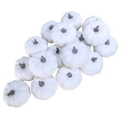  16 Pcs 3'' Fall Harvest White Artificial Pumpkins Small Faux Foam Pumpkins for 