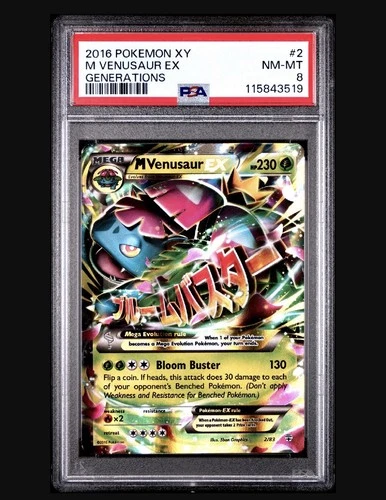Pokemon 2016 M Venusaur EX Card 2/83 Generations XY PSA 8