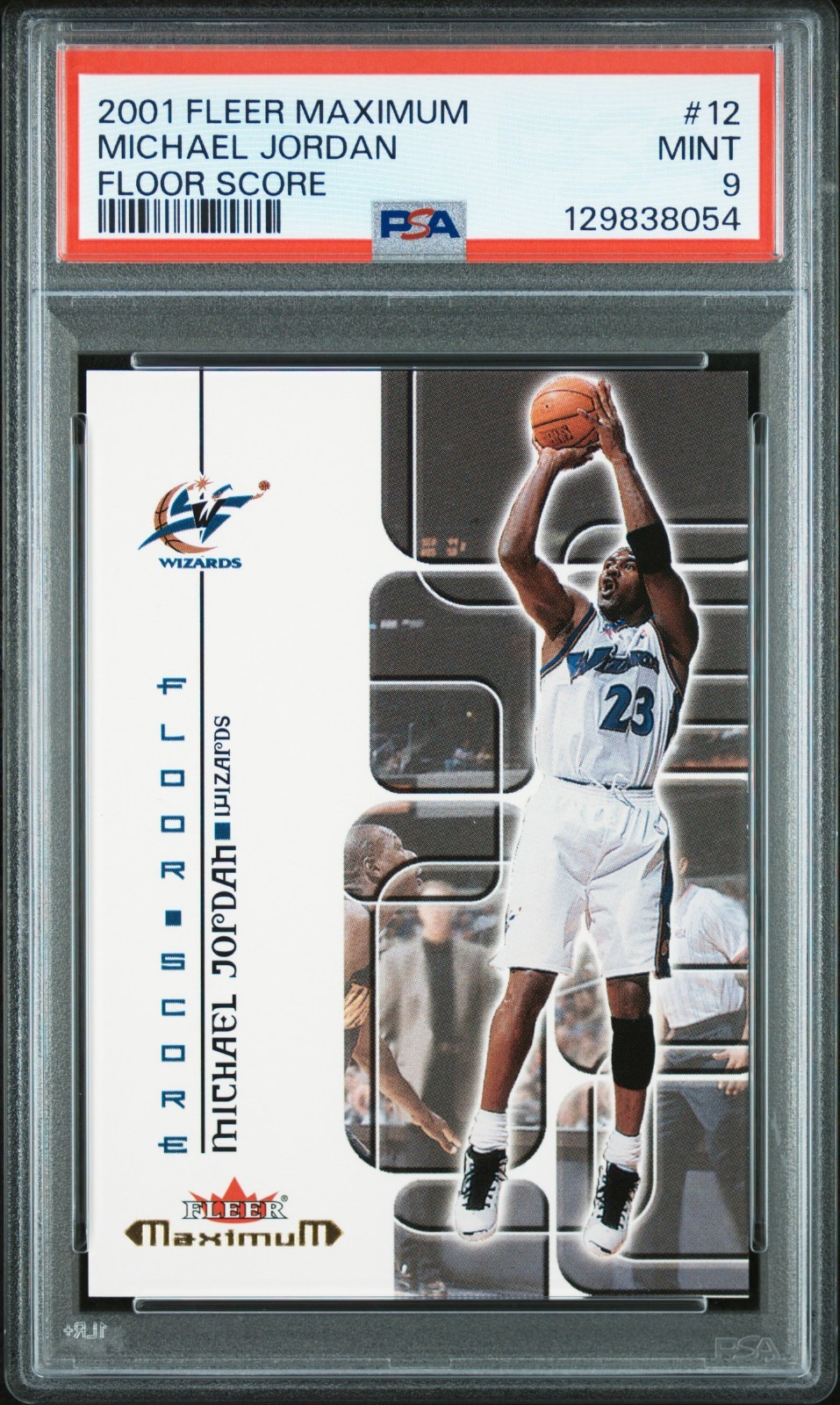 2001 Fleer MAXIMUM FLOOR SCORE Rare Insert Michael Jordan PSA MINT 9 LOW POP HOF