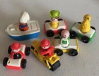Lot of 6 vintage Fisher Price Vehicles 6 Little People Motorcycle Boat Cars