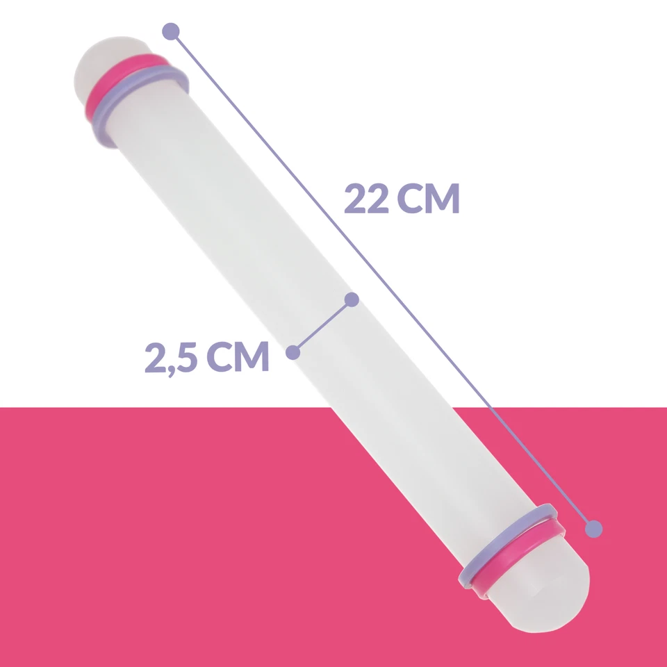 Ausrollstab 50+22cm Teigroller Set Roll Stab Fondant Marzipan Nudelholz Silikon - Bild 4 von 4