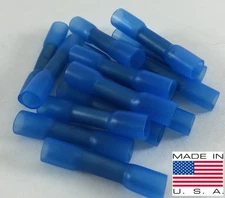100 pcs Mize Wire Blue Heat Shrink Butt Connectors Crimp Terminals  MADE IN USA