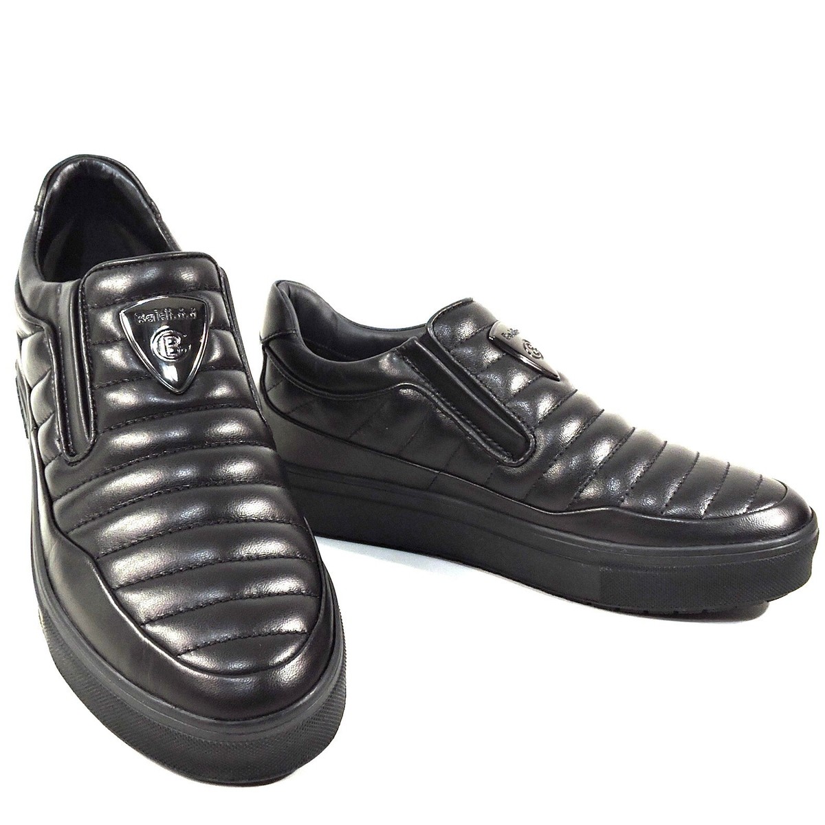 BALDININI 🇮🇹 MEN'S BLACK SOFT LEATHER FASHION SNEAKERS