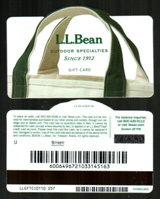 L.L. BEAN Shopping Bag 2008 Die-Cut Gift Card ( $0 )