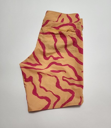 Pantalones cortos de tablero Gerry López Patagonia para hombre 29x9 amarillo rosa elásticos hidropico - Imagen 7 de 12