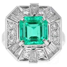 Colombian emerald  cubic zirconia party Ring for women in 925 sterling silver