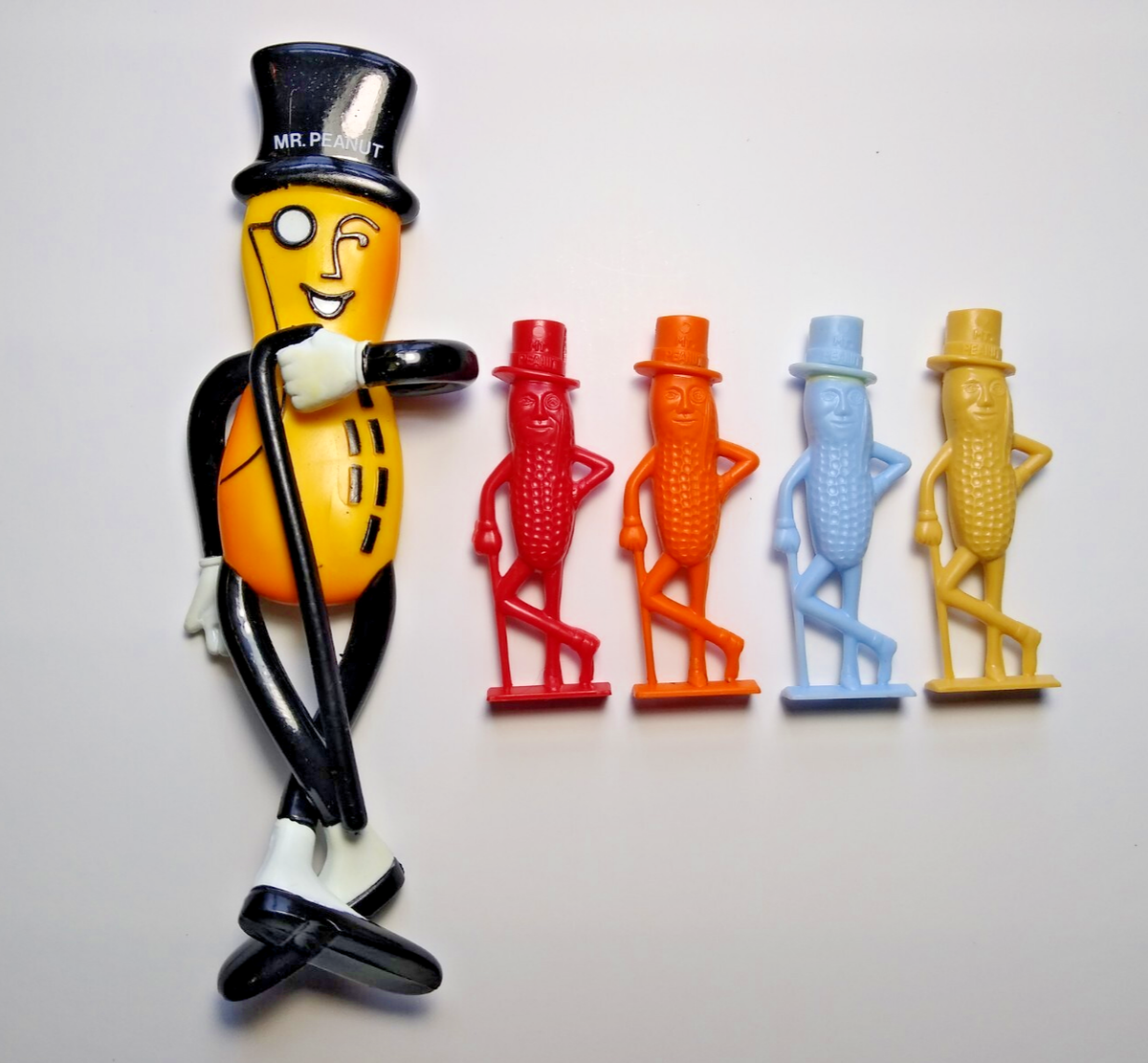 Mr. Peanut Planters Lot Of 5 Items Bendy Figure Red Orange Blue