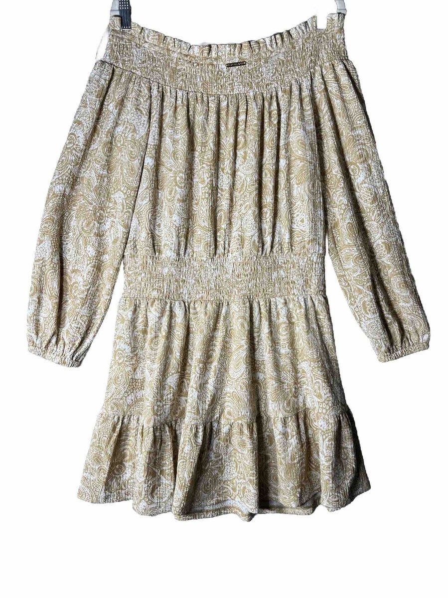 michael kors beige dress Womens Michael Michael Kors Beige 3/4 Sleeve 100% Linen Shift Dress Size Small