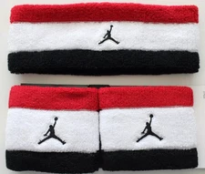 Nike Jordan Terry Headband & Wristbands Set Men's Gym Red/White/Black