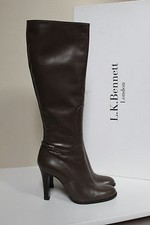 New Sz 9.5 / 39.5  L.k. Bennett London Angela Dark Almond Leather Tall Boot Shoe
