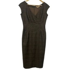 Michael Kors Collection Sheath Dress Size 6 Made in Italy Virgin Wool Plaid