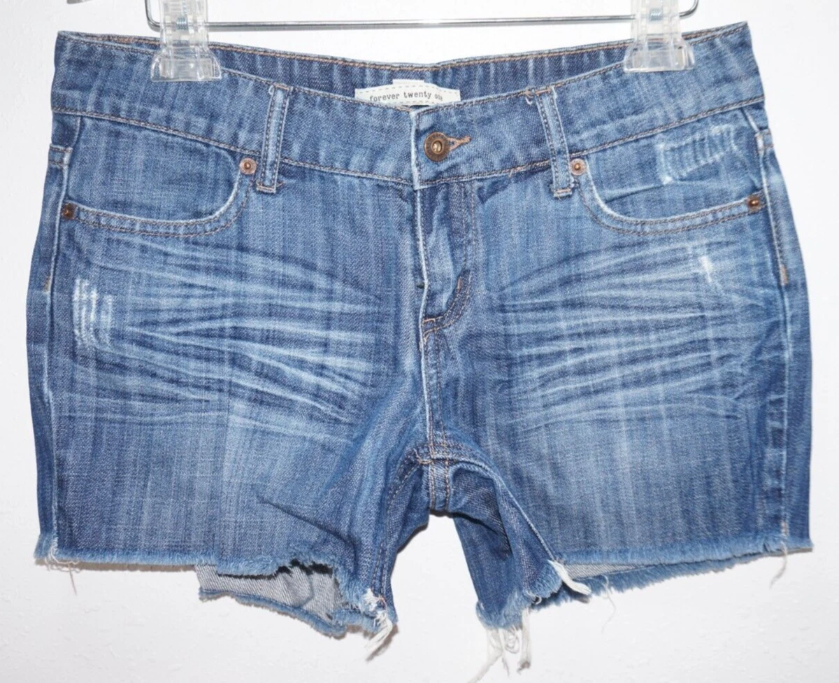 Short Hot Pants Forever 21 – Bleu, 100% Coton, Taille S, Fermeture Éclair (Occasion)