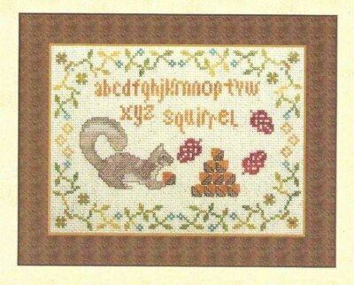 READY FOR WINTER--Sampler--ABC's--Squirrel--Acorns--Counted Cross Stitch Pattern