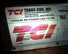 TCI  Trans Coil Inc KRF80CPT 80A 600VAC 3 Phase RFI Power Line Filter