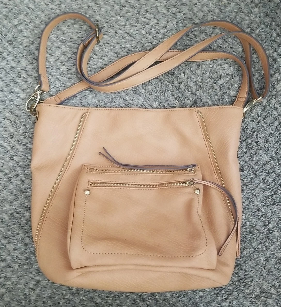 a.n.a. A New Approach Purse Brown Snap Zipper Closures Hand Shoulder Straps