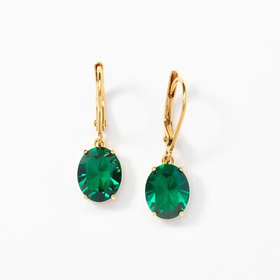 Touchstone Crystal by Swarovski HOLIDAY Earrings Green Crystals Golden Plating