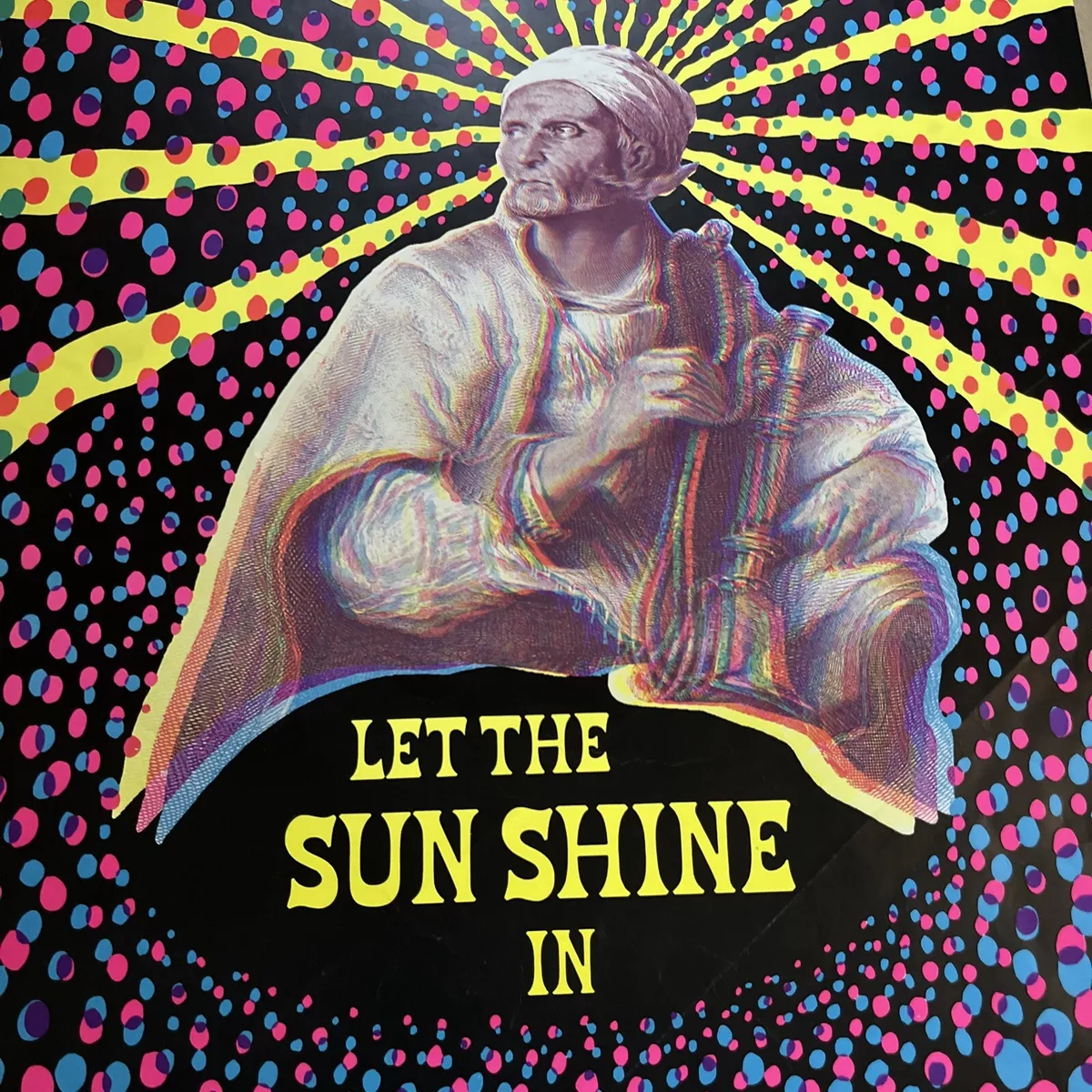let the sun shine in vintage blacklight poster east totem west