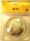 1886 MORGAN SILVER DOLLAR ANACS MS62