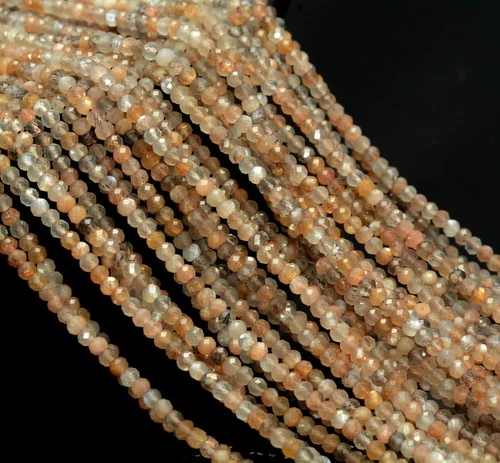 3X2MM MEHRFARBIGER SONNENSTEIN EDELSTEIN MIKRO FACETTIERT RONDELL LOSE PERLEN 15,5 ZOLL - Bild 2 von 4