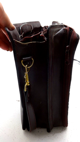 Haut Grain Cuir Acajou Mallette Portfolio Goutte Bas Poignées 11H X 16W - Photo 4 sur 6