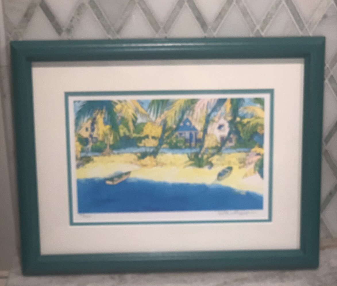 Rita Van Gorder LE # 21/250 Island Boat House Landscape Framed