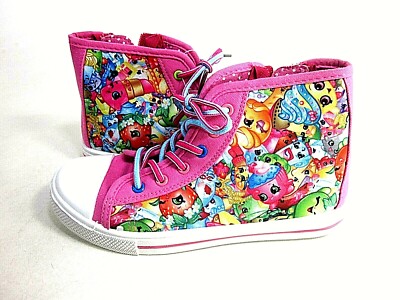 Shopkins Girls High Top Fashion Sneakers Zip Up US Size M, Eur