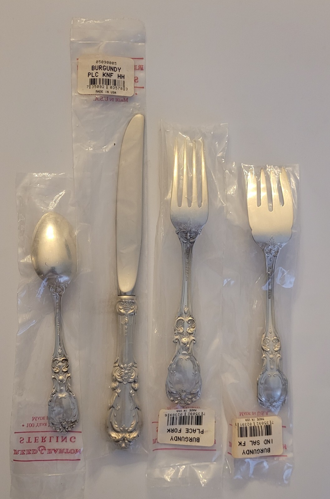 Reed & Barton Burgundy Sterling Silver 4 Piece Place Setting New
