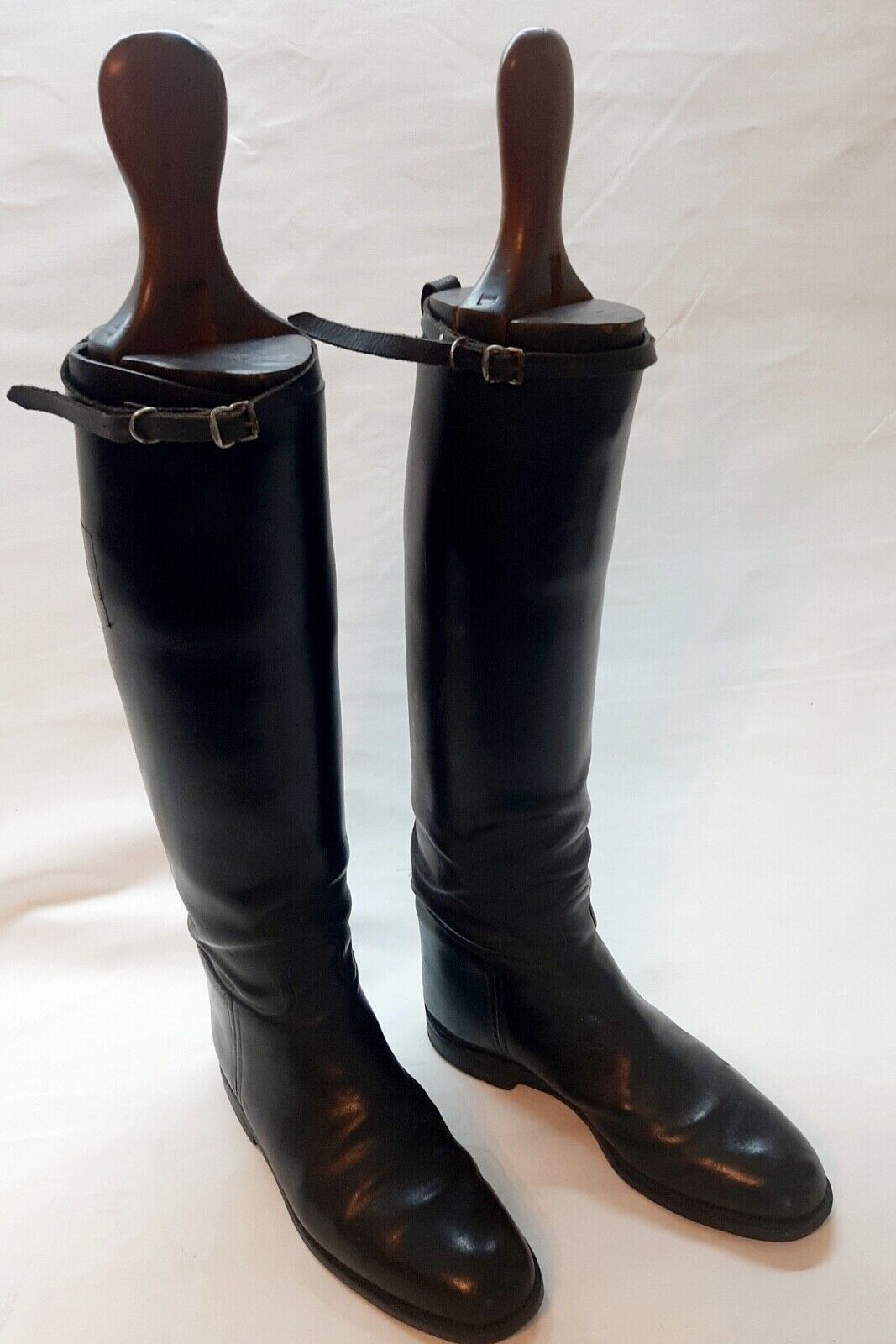 Long Black Leather Riding Boots Size 9 Superior Vintage Hand made