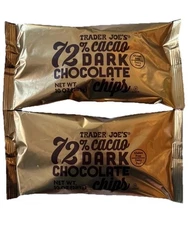2 Packs Trader Joe's 72% Cacao Dark Chocolate Baking Chips 10 oz Each