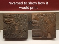 2 Vintage 4" SANTA & Clothing Printing Wood Blocks Letterpress Advertising