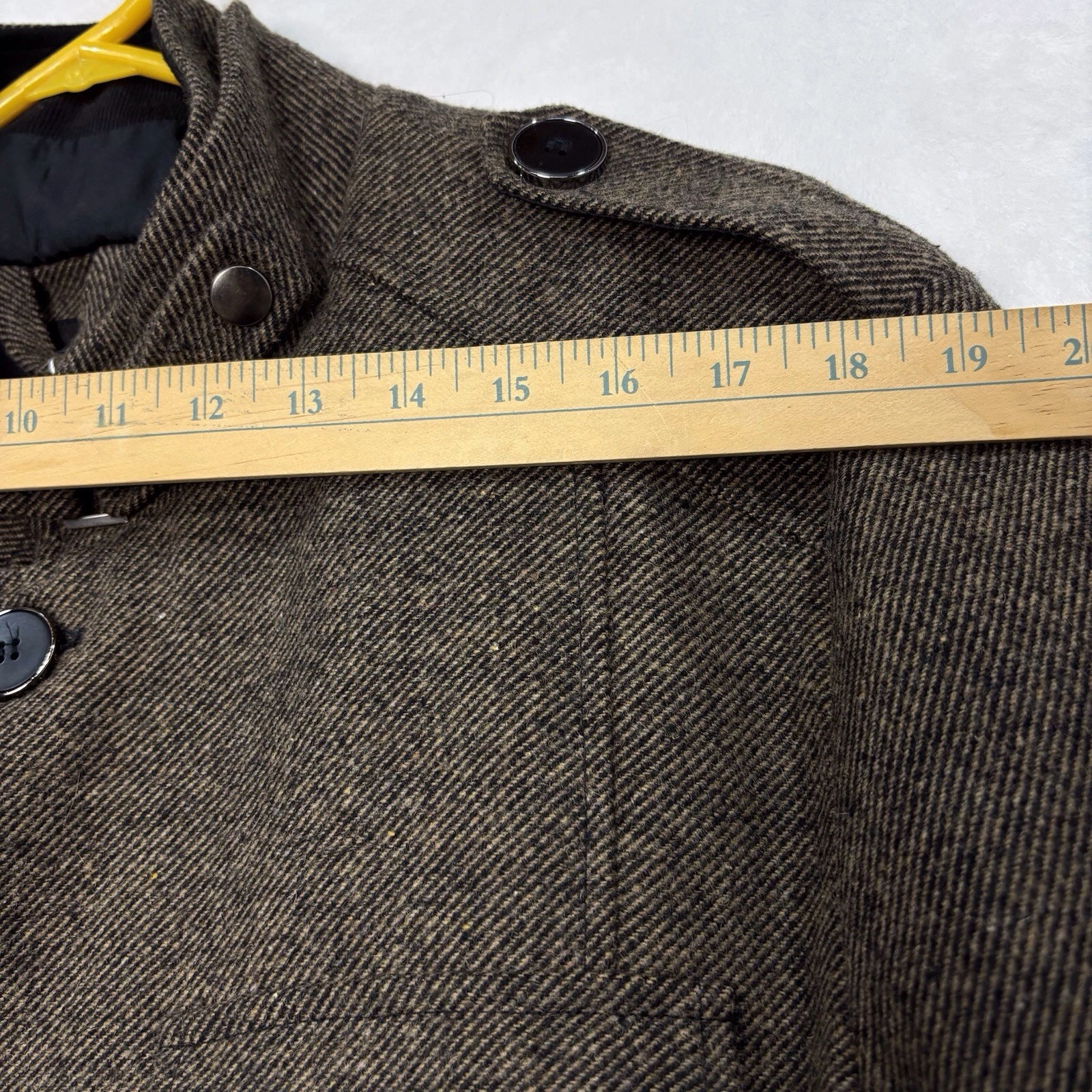 Wantdo Wool Blend Pea Coat Jacket Trench Coat Men L Herringbone Tweed Brown NEW - product detail image 15
