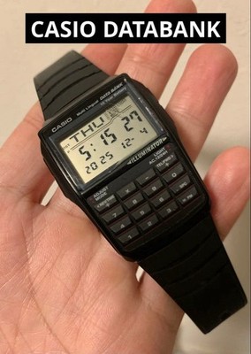 CASIO DATABANK Digitaluhr Dual Time Calculator Telememo Schwarz