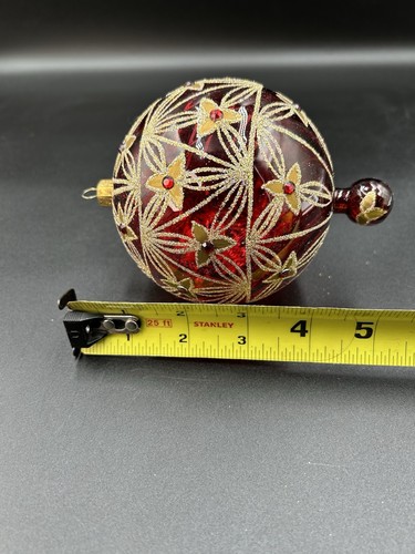Waterford Holiday Heirlooms Red Glass Hand Blown Ornament W/Stand 2005 ...