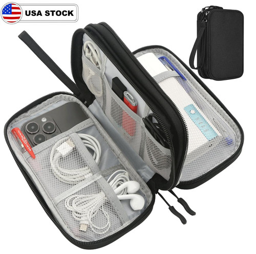 Waterproof Electronics Organizer Travel Bag Carrying Case for Cord, Charger, USB