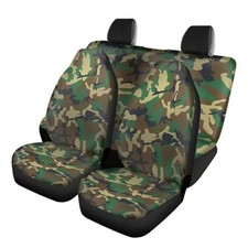 4 Pieces Car Seat Covers Full Set with Front Seat Covers and Green Camo