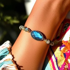 Labradorite Bracelet Authentic Stone Beaded 8mm Gemstone Crystal Healing Stretch