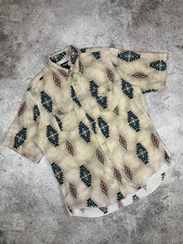 Vintage Wrangler Aztec Shirt Men 17.5 X-Long Tails Cowboy Cut Western Short Slee