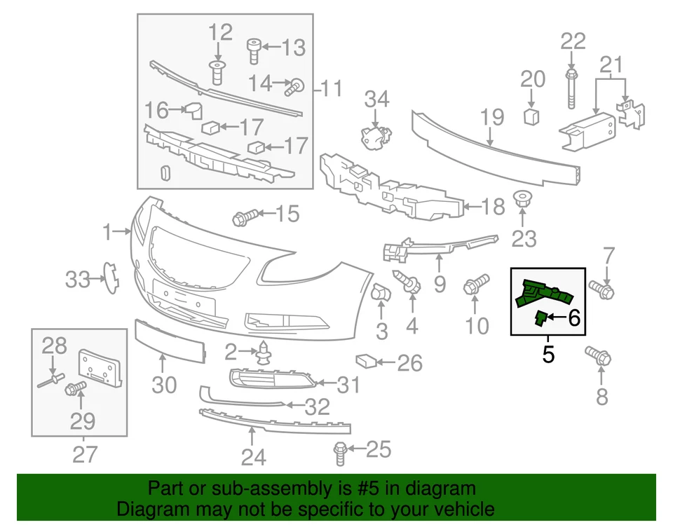 Parachoques delantero genuino GM lado pasajero guía fascia 22789080 Foto 2 de 3